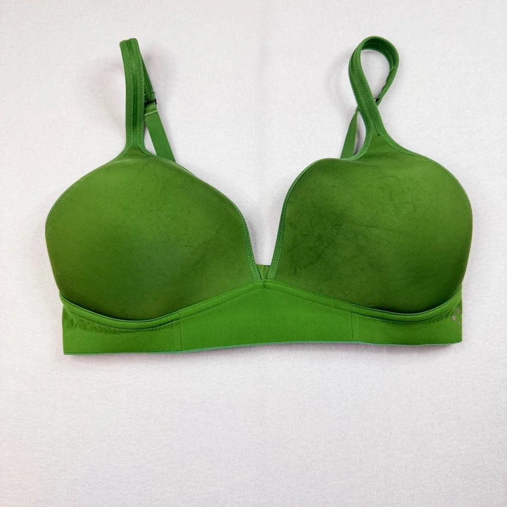 Aerie Real Me Wireless Bra 38C Green Adjustable Straps Hook Eye Closure 0265